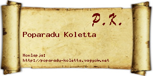 Poparadu Koletta névjegykártya